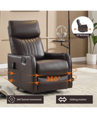 Brown Faux Leather Massage Rocker Recliner