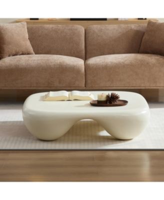 Streamdale Modern Coffee Table Faux Travertine Textured for Livingroom/Office