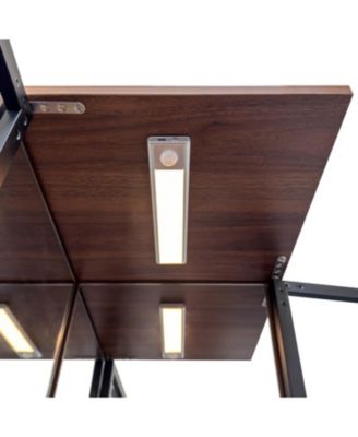 70" Display Cabinet w/ Glass Doors, Lights & Pull-Out Storage Shelf