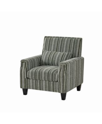  Green & White Striped Accent Chair with Nailhead Trim