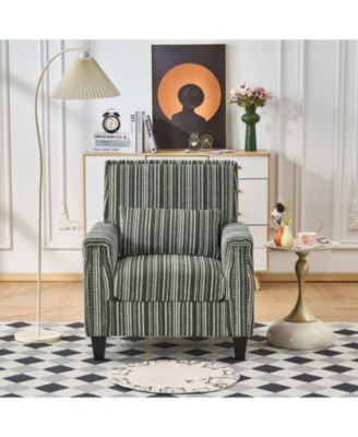  Green & White Striped Accent Chair with Nailhead Trim