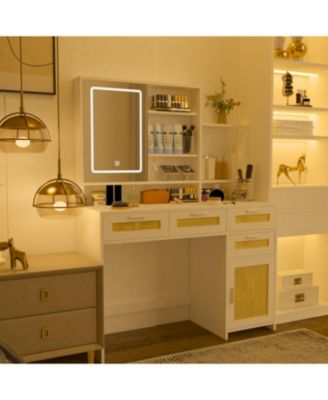  LED Makeup Vanity with Adjustable Lighting and Storage