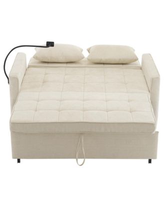 Loveseat Sofa Bed with Reversible Backrest, Side Pockets, USB Ports and Phone Holder