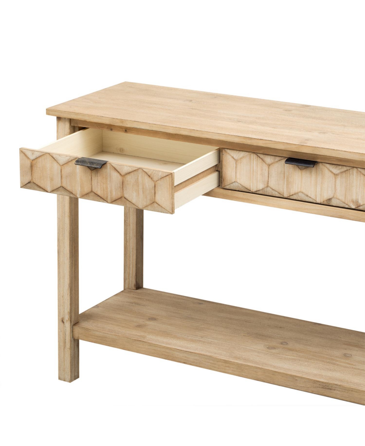 Streamdale Furniture 60" Fir Veneer Entryway Table with Honeycomb Fronts & 3 Drawers