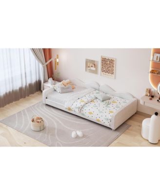 Streamdale Twin size Upholstered Daybed, Sherpa Fabric Sofabed with Cloud-Shaped Backrest, No Box-spring Needed, Pink