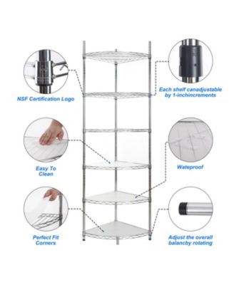 6-Tier Corner Wire Shelf - Chrome