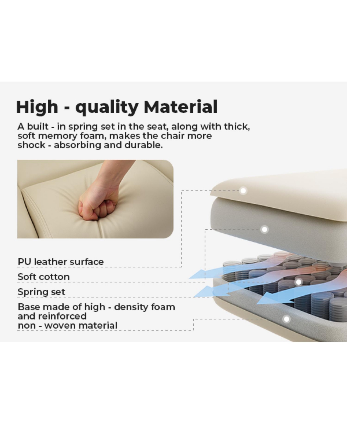 Streamdale Furniture Ergonomic Office Chair 200kg Lumbar Support Beige