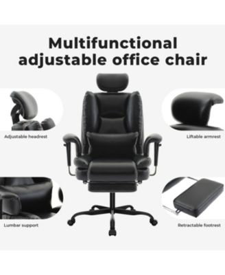Ergonomic Office Chair 200kg Lumbar Support Headrest - Black