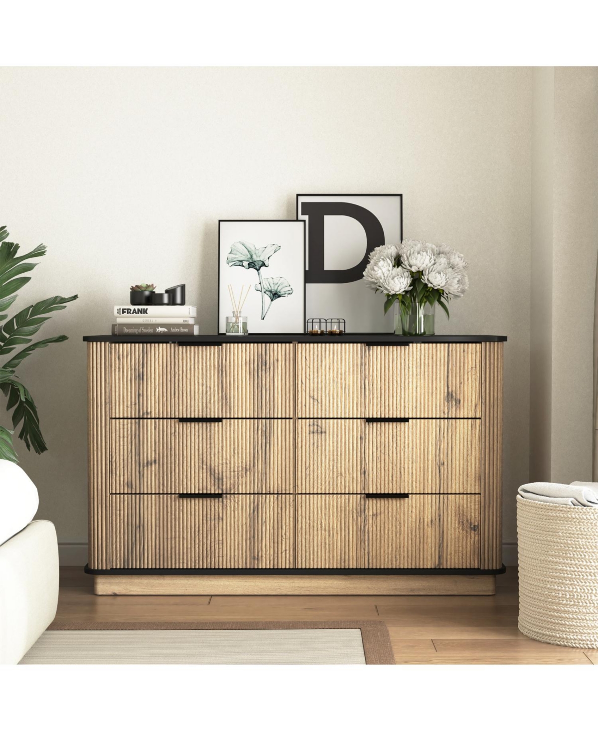 Streamdale Furniture Modern 6-Drawer Mdf Cabinet (47.2x15.7x29.6)