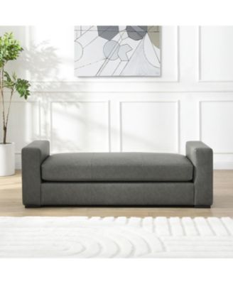 Stylish and Durable Grey Faux Leather Ottoman