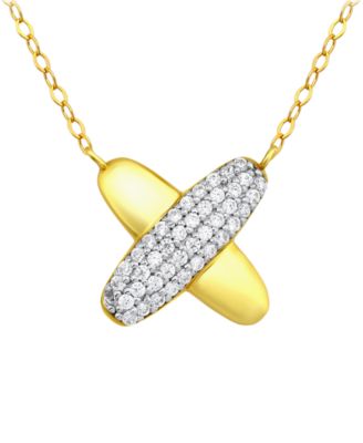 Pave Cubic Zirconia (3/4 ct. t.w.) X-Frontal Pendant Necklace, Macy's Exclusive