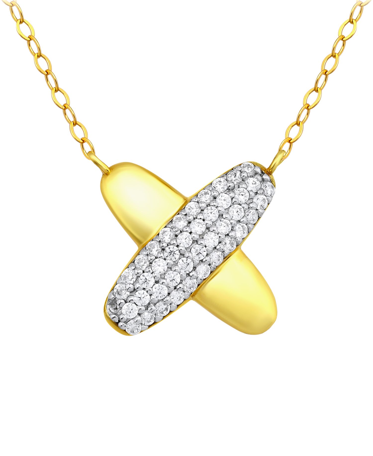 Pave Cubic Zirconia (3/4 ct. t.w.) X-Frontal Pendant Necklace, Macy's Exclusive