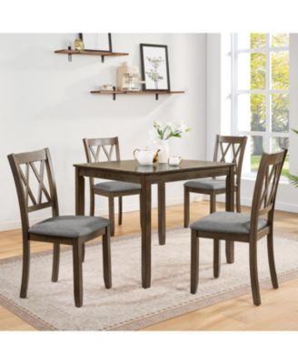 Elegant Walnut 5-Piece Dining Table Set
