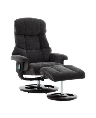 Swivel Recliner Chair with Ottoman, Massage & Heat, Dark Grey