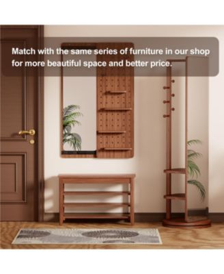 Solid Wood Shoe Rack Bench - 550lb Capacity