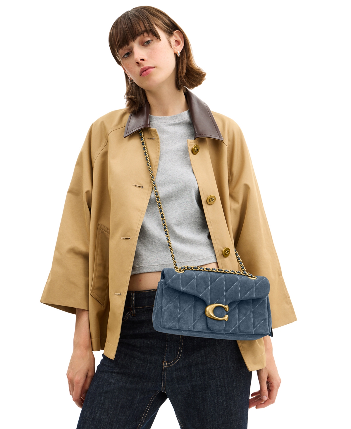 Coach Quilted Tabby Medium Suede Shoulder Bag 26