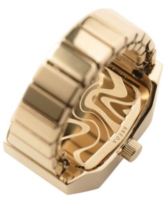 Women's x Dalmata Time Ring Clear Crystals and Gold Expandable Ring Watch, 15mm