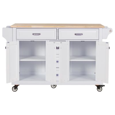Cambridge Natural Wood Top Kitchen Island with Storage