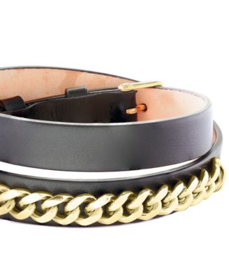 Men's Leather Bracelet in Gold Over Silver