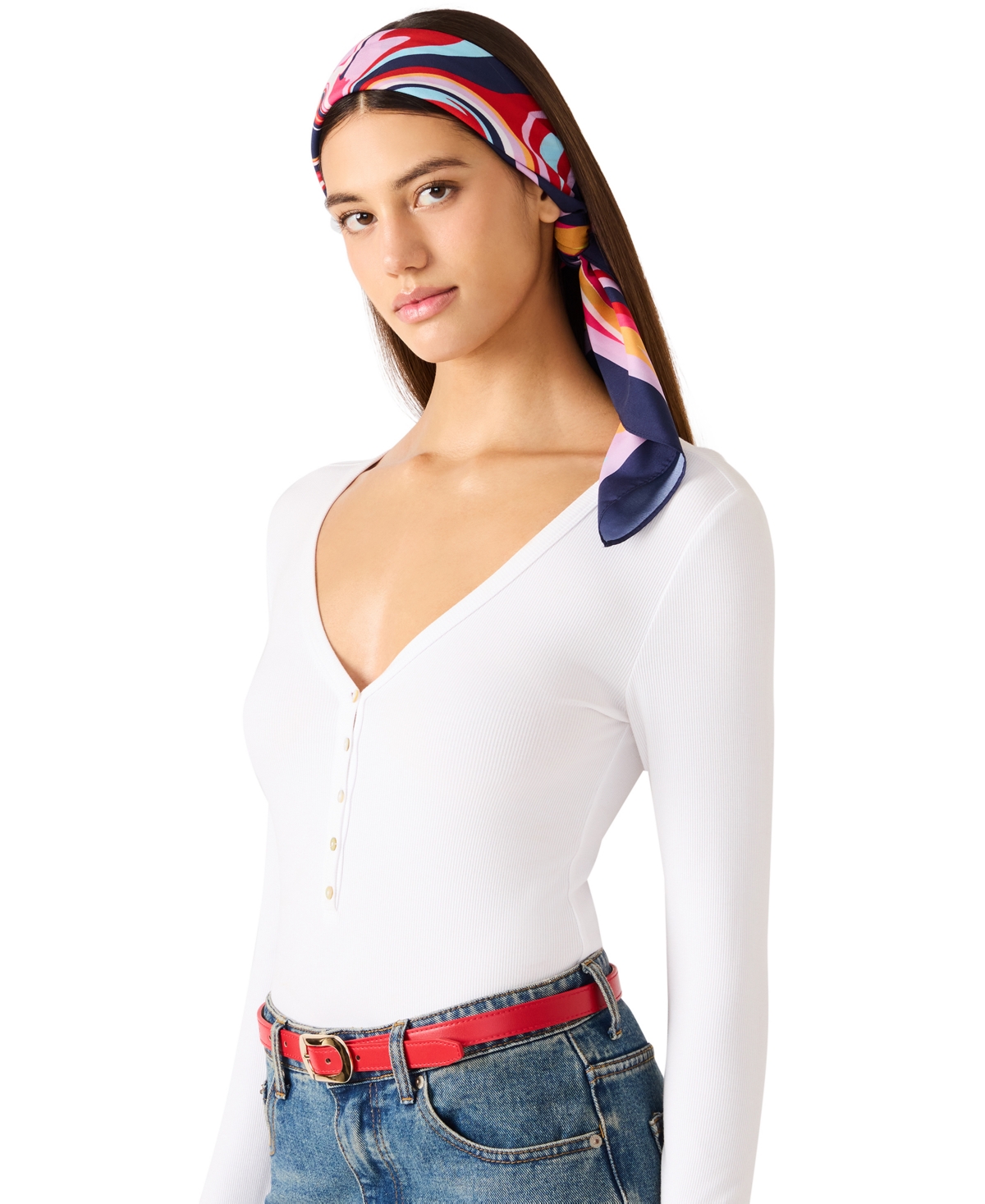 Steve Madden Swirl Away Crepe Satin Square Scarf