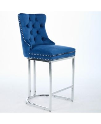 + 25" 2-Pack + Velvet + Button Back + Counter Height Bar Stools