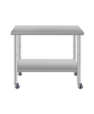 36"x24" Stainless Steel Kitchen Prep Table w/ Shelf & Wheels