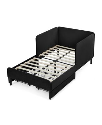 Streamdale Twin Upholstered Platform Bed Frame w/ 2 Drawers, Black