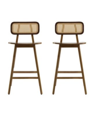 Bari Indoor Wood Barstool, Walnut Finished, Set of 2