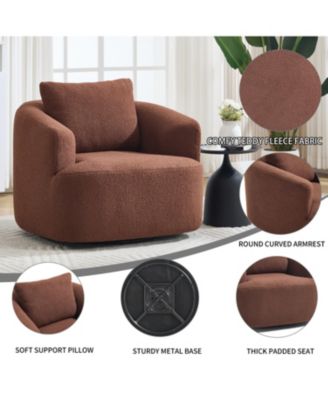 Streamdale Swivel Teddy Fleece Comfy Chair with Pillow