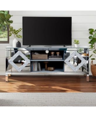 Mirrored TV Stand for 65+" TVs, Silver