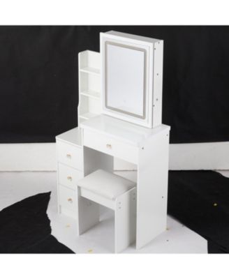 Streamdale Compact Bedside Vanity Table with LED Mirror