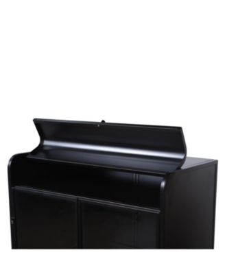 Metal Storage Cabinet with Glass Doors & Open Shelves