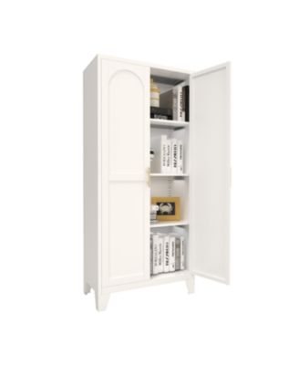 61" Metal Storage Cabinet with Adjustable Shelves (White)