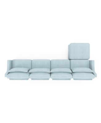 Sky Blue Chenille Sofa with Ottoman
