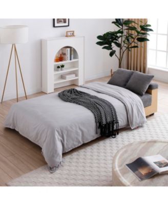 Convertible Sleeper Sofa Bed with Storage Ottoman & Drop Down Table