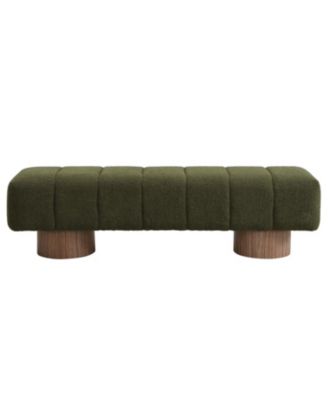 Green Boucle Upholstered Dining/Entryway Bench (300 LBS)