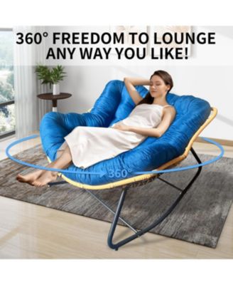 Rattan Rocking Chair, Anti-Tip, 450LB Capacity.