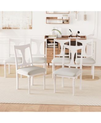 Extendable Wood Dining Table Set with 6 Upholstered Chairs