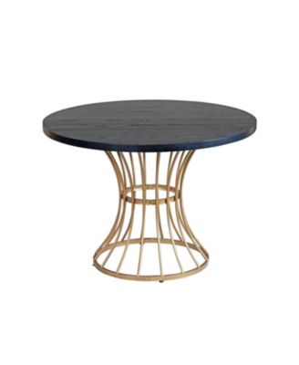 Black Oak 42" Round Dining Table - Wrought Iron Base