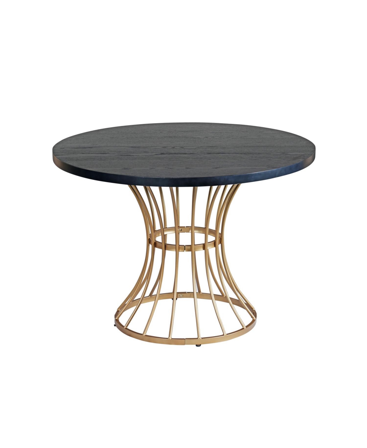 Streamdale Furniture Black Oak 42" Round Dining Table - Wrought Iron Base