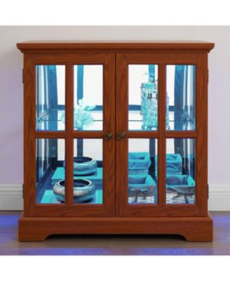 Elegant LED Curio Cabinet - Antique Retro Design, Adjustable Shelves - OAK