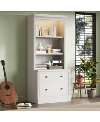 + [Size/Pc. Count if known] + [Material if known] + Lighted + Bookcase with Drawers