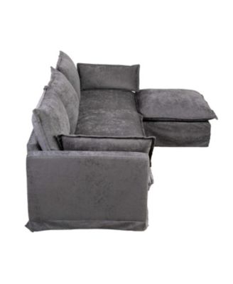 Modern L-Shaped Sectional Sofa with Ottoman