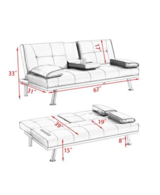Leather Sofa Bed w/ Coffee Table