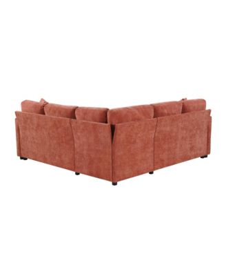 Sectional Sofa Bed L-Shape Orange Sleeper with Hidden Storage