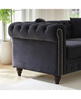 Modern 6-Seat Sofa with Wood Frame & Cushions