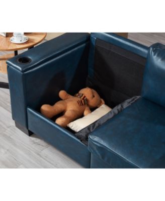 Streamdale Modern Faux Leather Sofa with Cup Holder & Storage