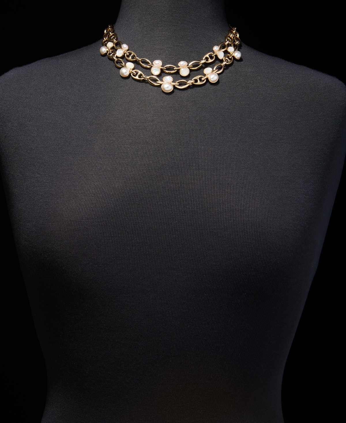 Anne Klein Stone & Mother-of-Pearl Layered Collar Necklace, 16" + 3" extender