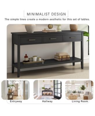  Contemporary 3-Drawer Console Table with 1 Shelf, Entrance Table for Entryway, Hallway, Living Room, Foyer, Corridor