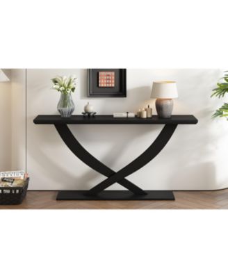 Mira 57" Rustic Console Table with Cross-Legs